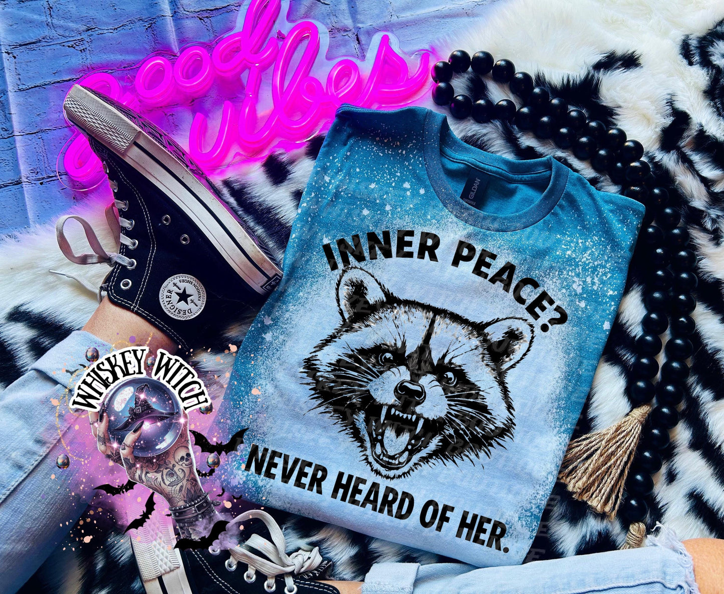Sarcastic Inner Peace Shirt, Funny Sassy Raccoon Graphic Tee Women’s T-Shirt Unisex