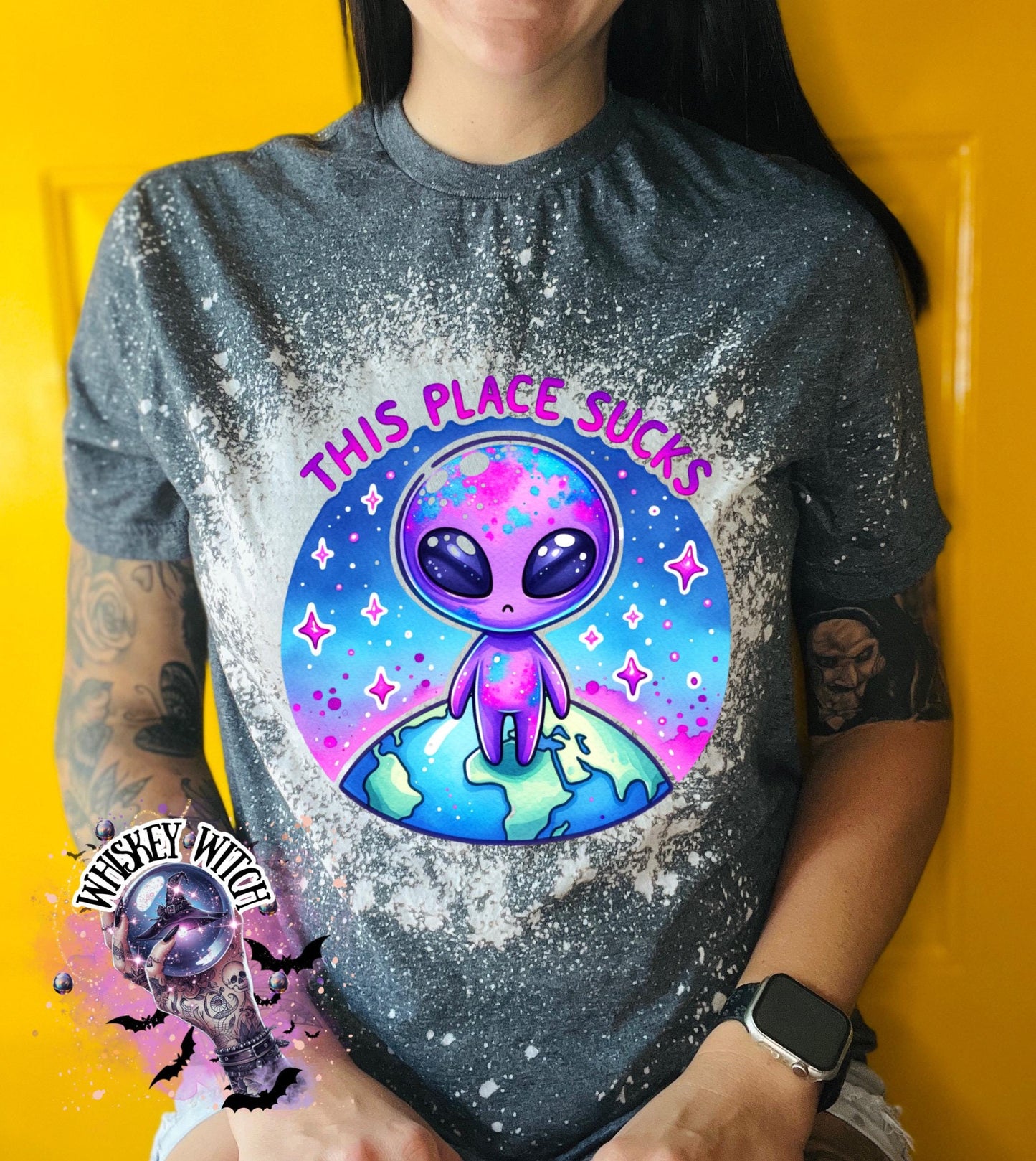 This Place Sucks Alien | vintage | retro | distressed | custom | funny shirt | Halloween | gift | sarcastic | snarky | goth | custom | mom