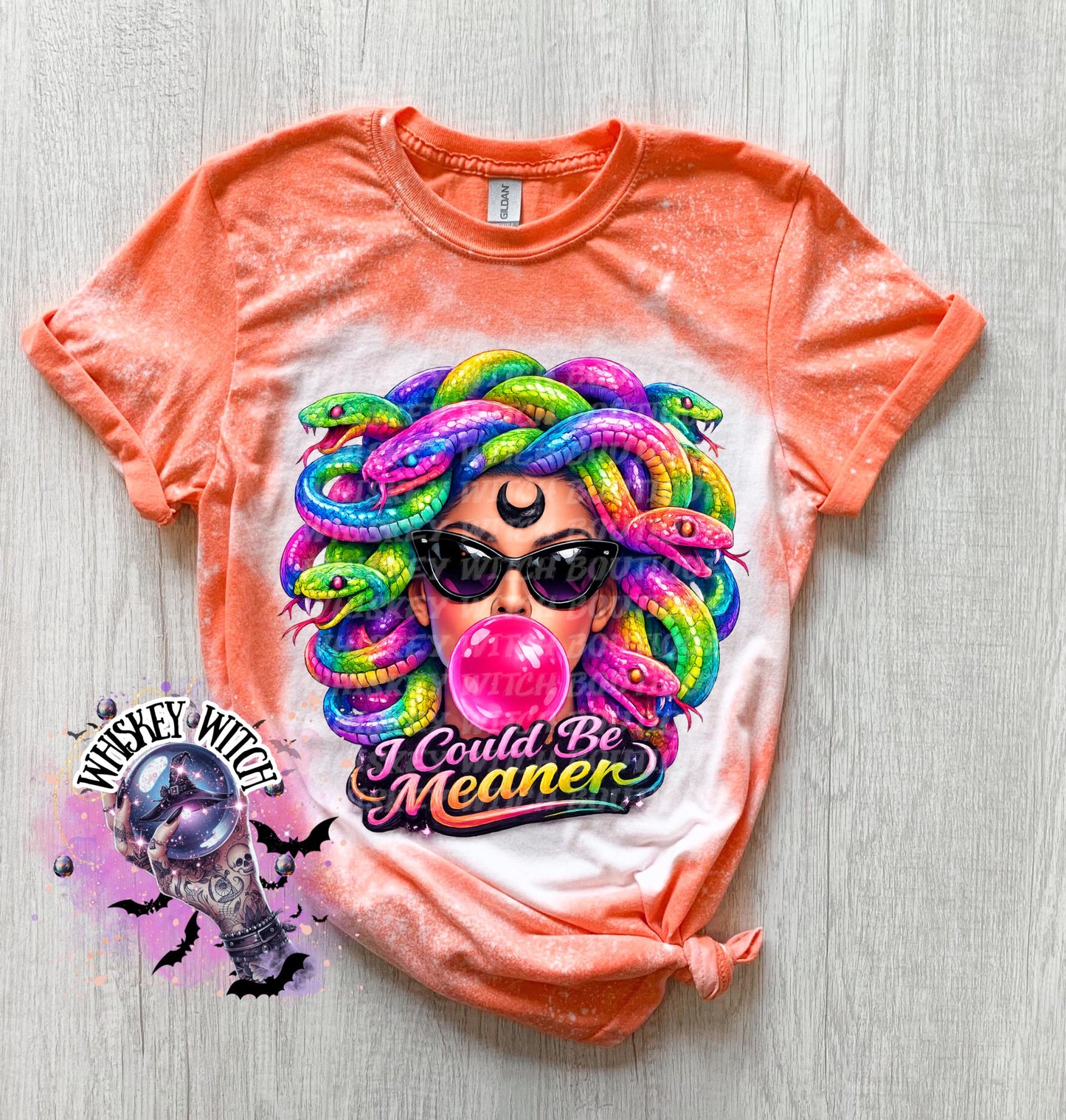 Neon Medusa Graphic Tee, Tattoo Style Snake Goddess Shirt, Alt Fashion Apparel
