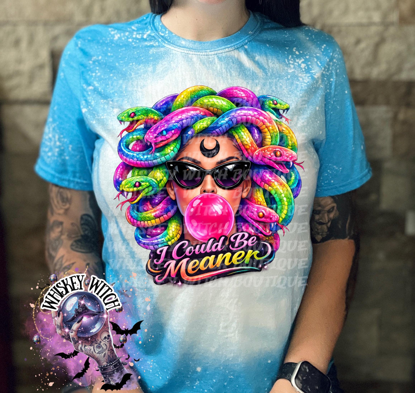 Neon Medusa Graphic Tee, Tattoo Style Snake Goddess Shirt, Alt Fashion Apparel