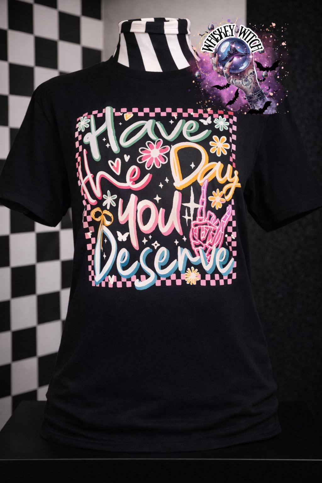 Have the Day You Deserve Shirt | Funny Sarcastic Graphic Tee | Y2K Retro Checker Print | Aesthetic Pastel Tee | Gift for Her | Trendy TikTok