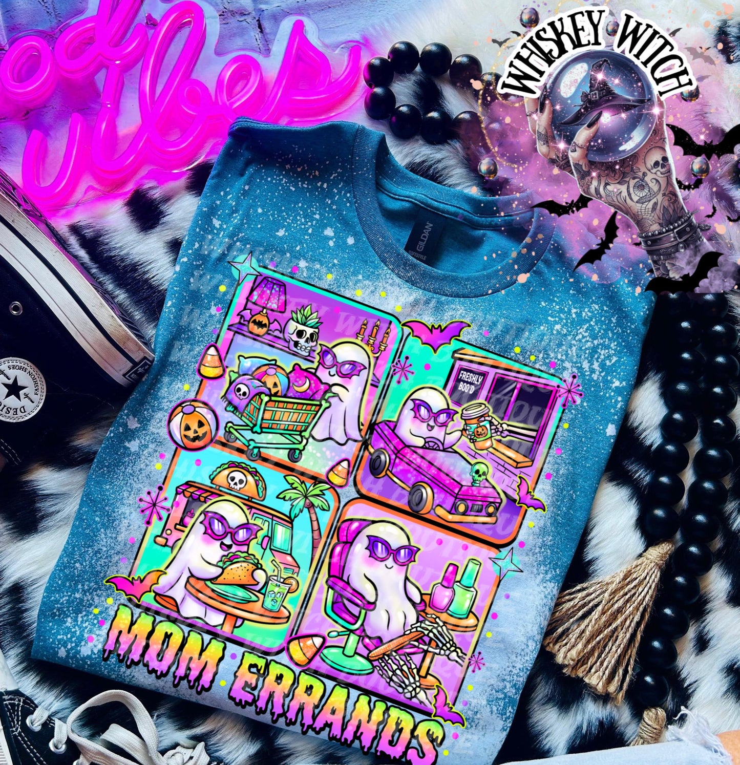 Spooky Mom Shirt, Mom Errands Ghost Tee, Funny Handmade Graphic T-Shirt Summerween