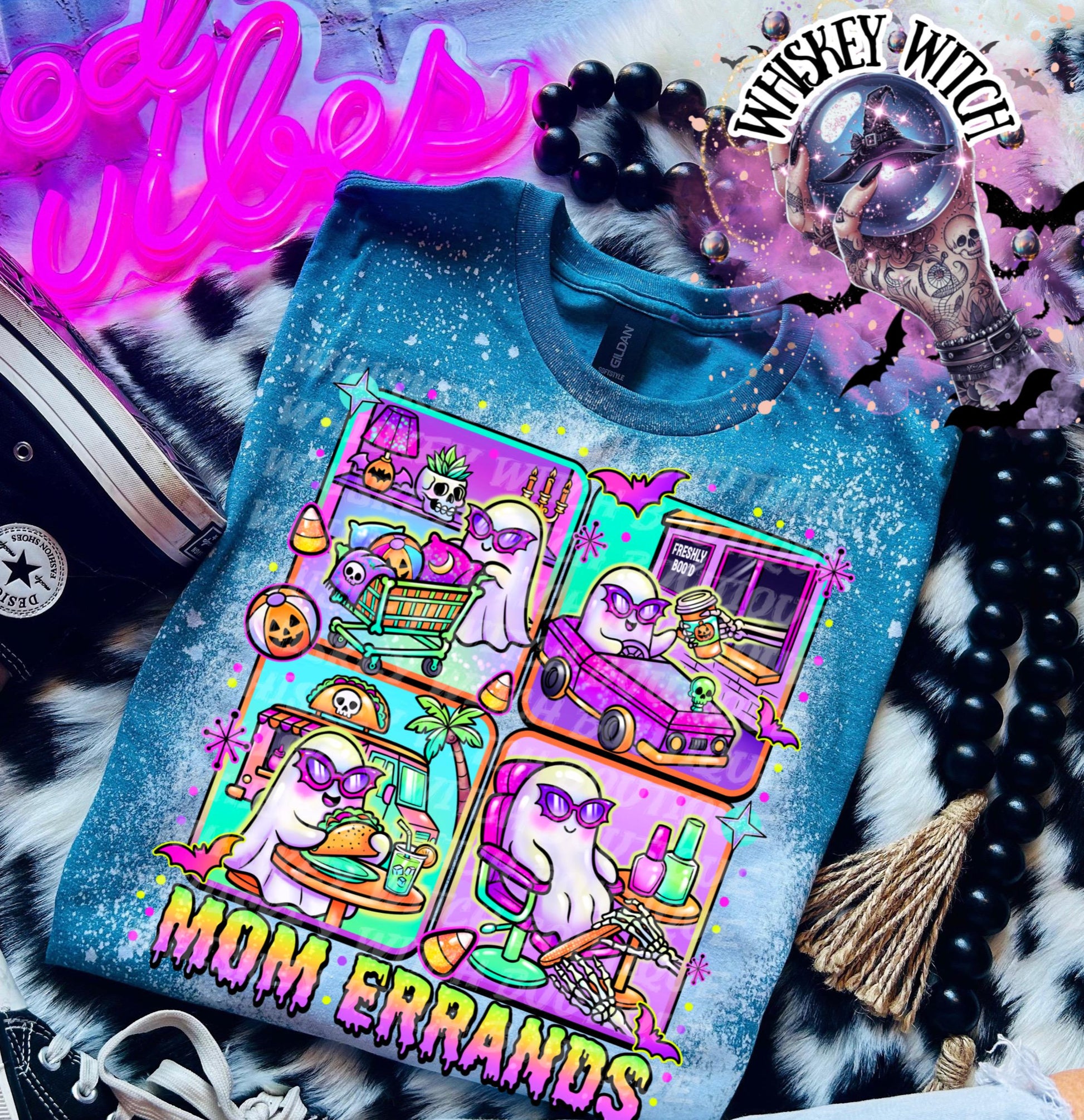 Spooky Mom Shirt, Mom Errands Ghost Tee, Funny Handmade Graphic T-Shirt Summerween