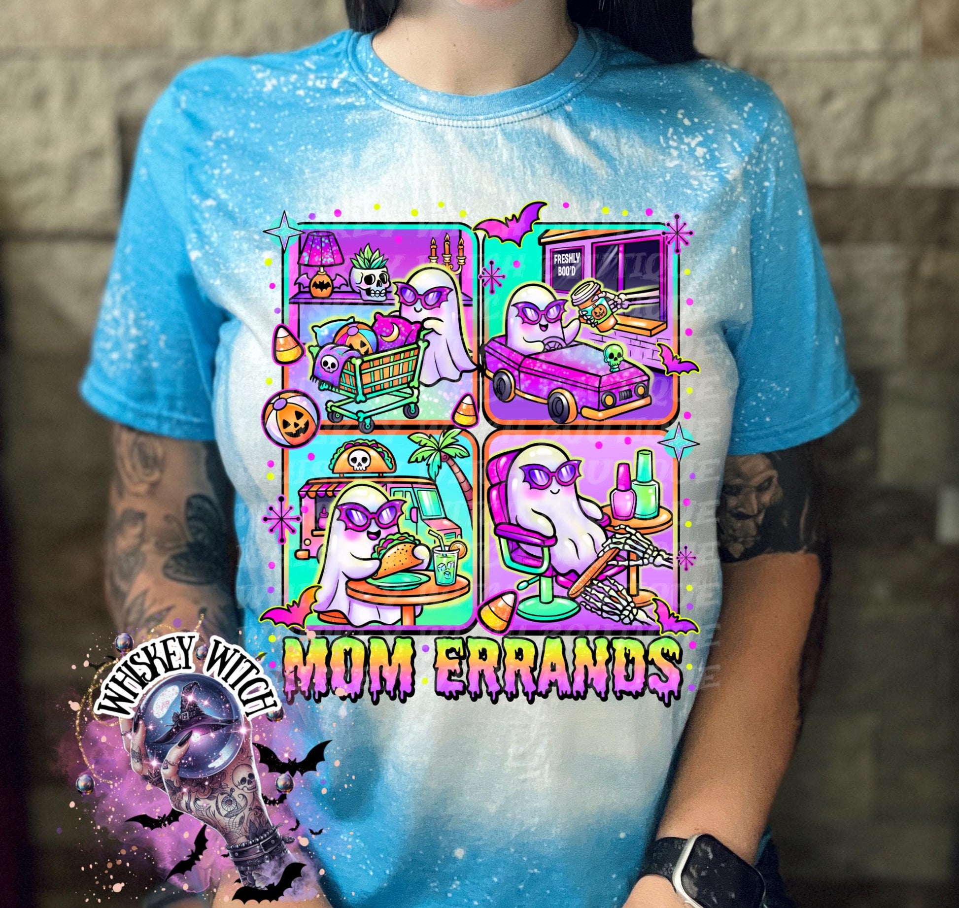 Spooky Mom Shirt, Mom Errands Ghost Tee, Funny Handmade Graphic T-Shirt Summerween