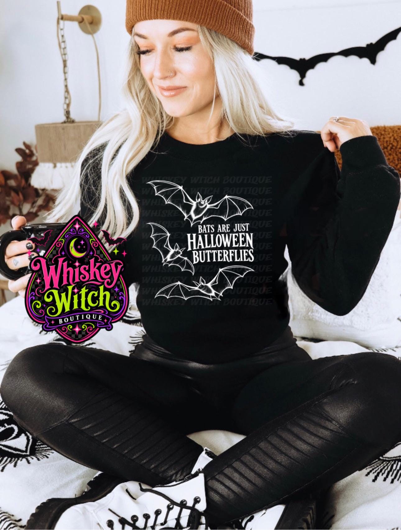 Bat Halloween Shirt & Sweatshirt, Gothic Graphic Tee, Bats Are Just Halloween Butterflies, Spooky Fall Shirt, Bat Lover Gift