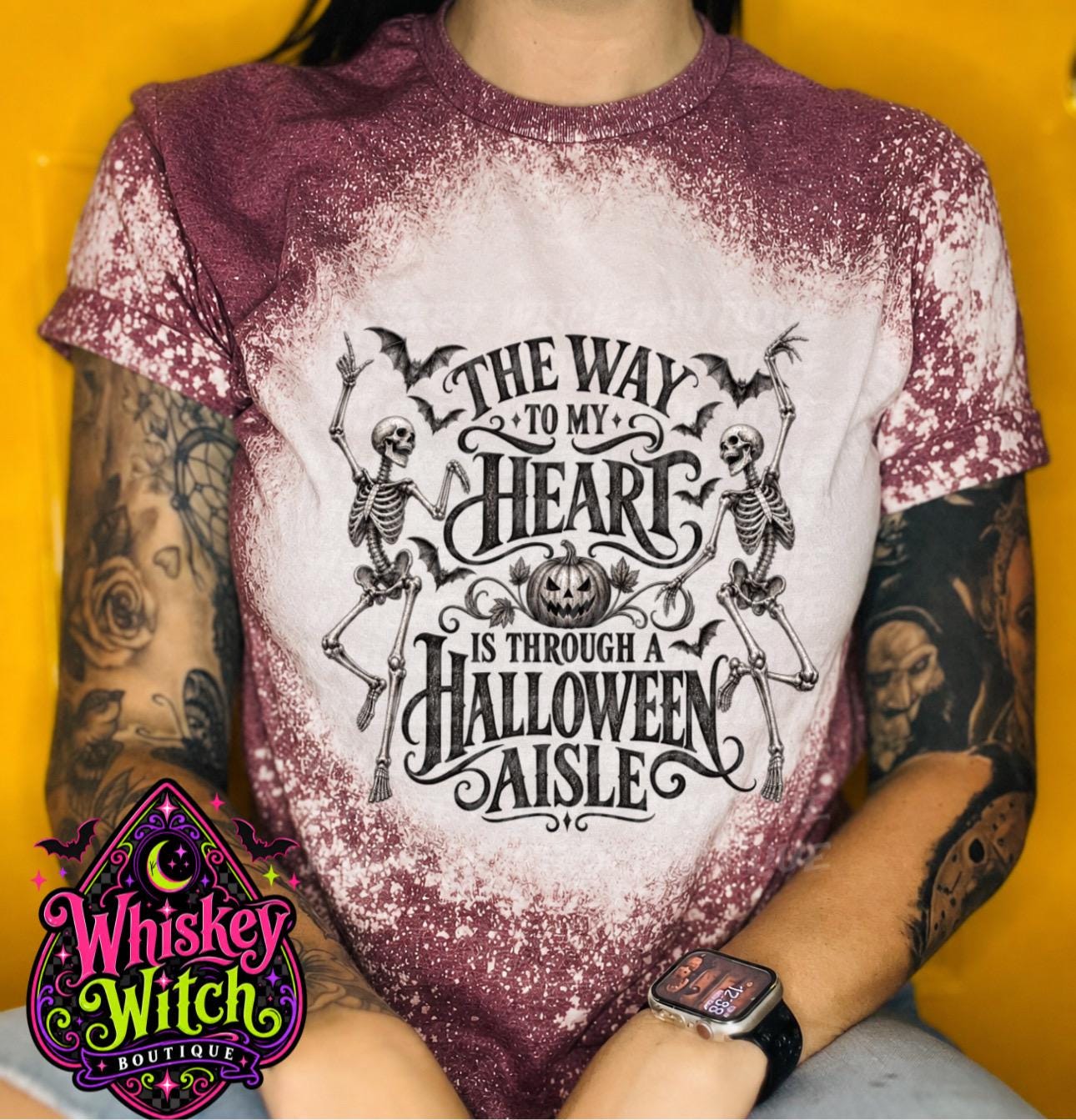 Bleached Halloween Shirt, Skeleton Graphic Tee | The Way to My Heart Is Through a Halloween Aisle | Spooky Fall Tee