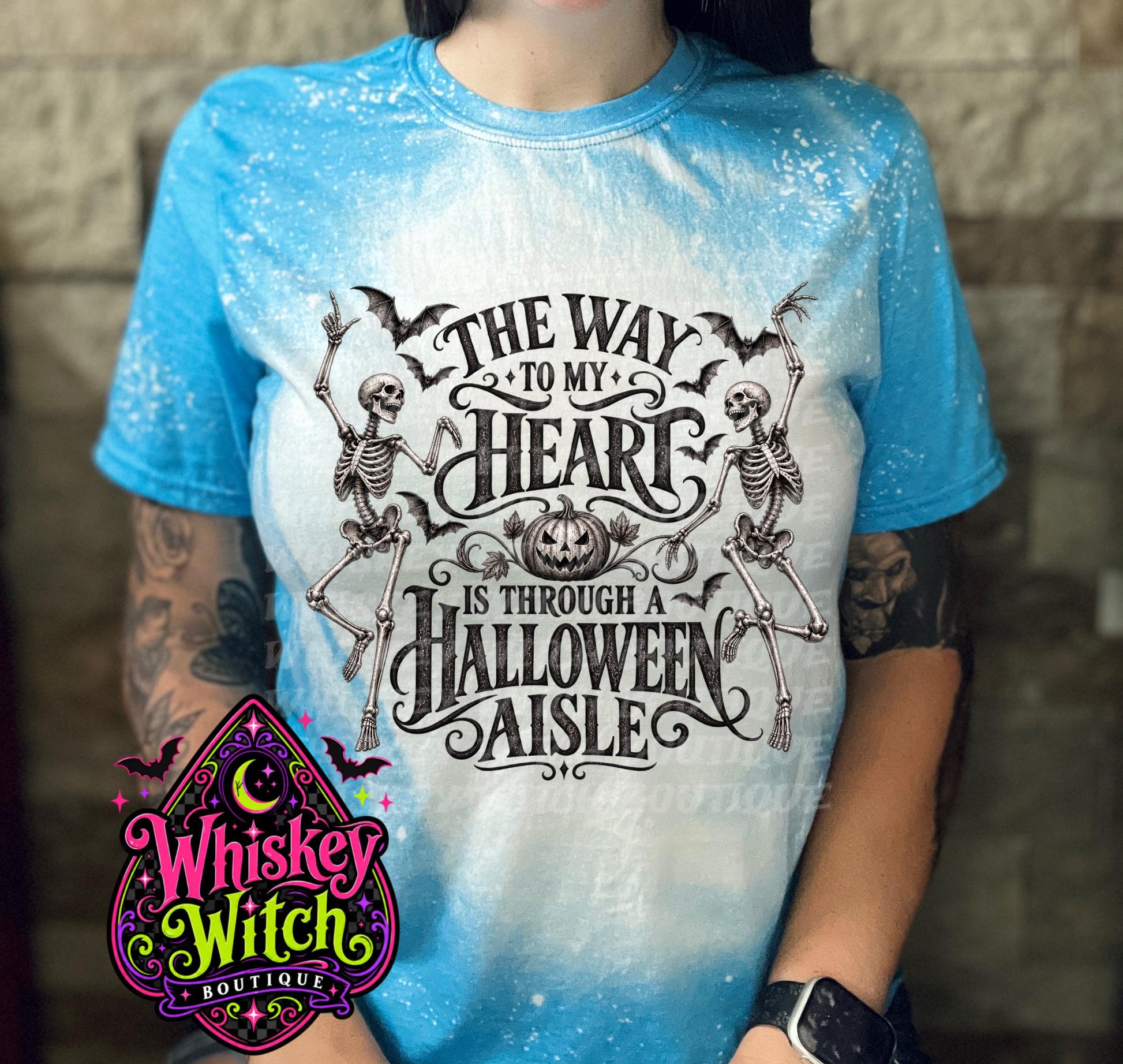Bleached Halloween Shirt, Skeleton Graphic Tee | The Way to My Heart Is Through a Halloween Aisle | Spooky Fall Tee