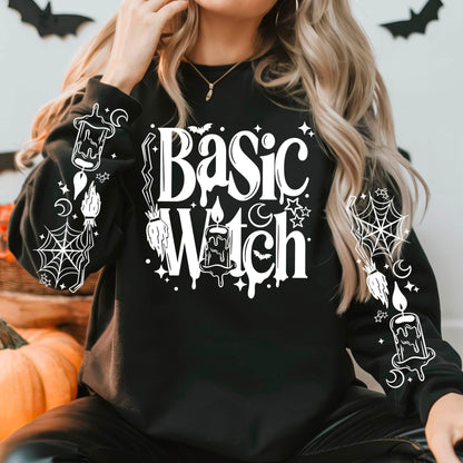 Basic Witch Shirt & Sweatshirt, Witchy Graphic Tee | Gothic Halloween Crewneck