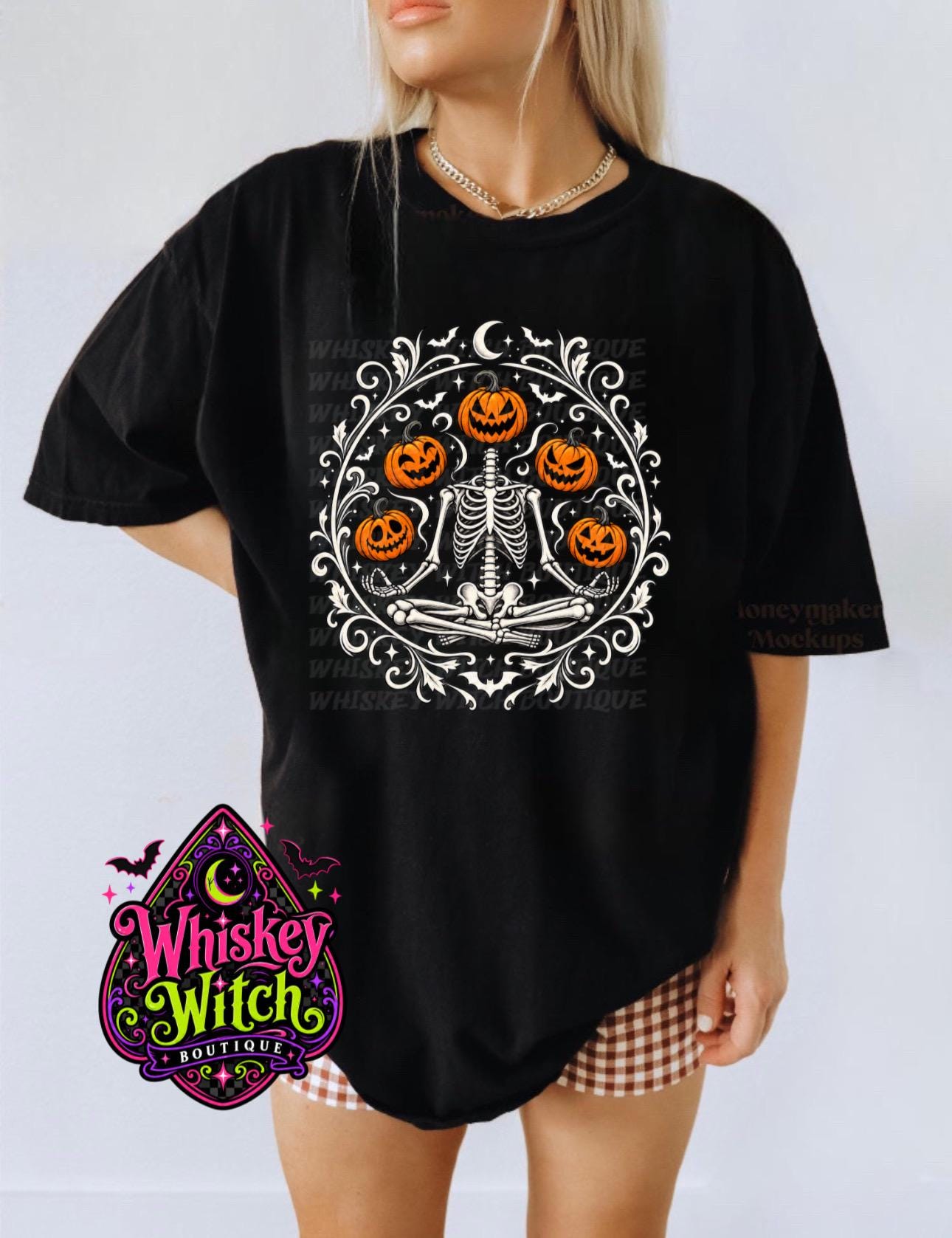 Halloween Skeleton Shirt, Pumpkin Graphic Tee | Spooky Gildan Crewneck Sweatshirt