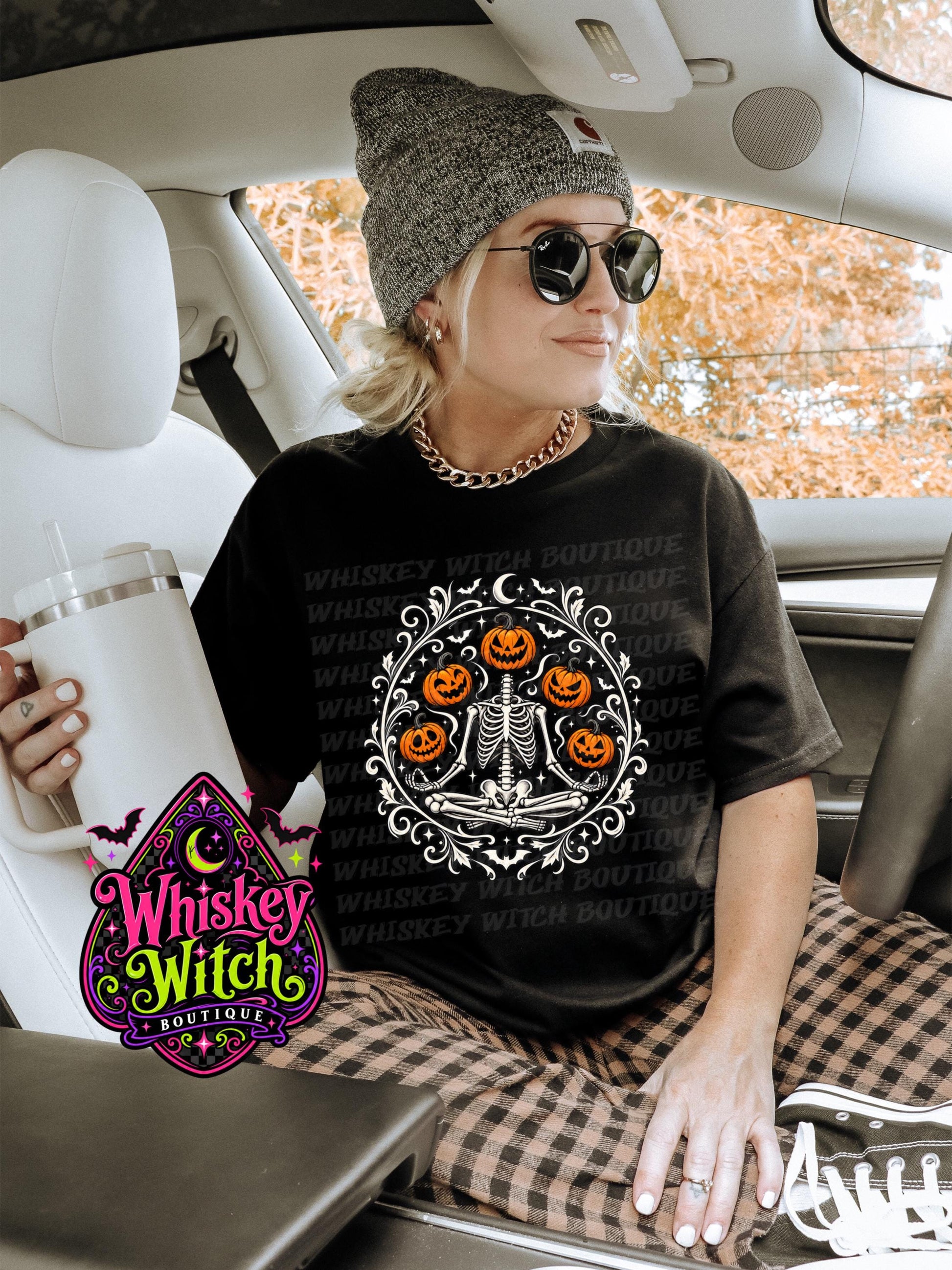 Halloween Skeleton Shirt, Pumpkin Graphic Tee | Spooky Gildan Crewneck Sweatshirt