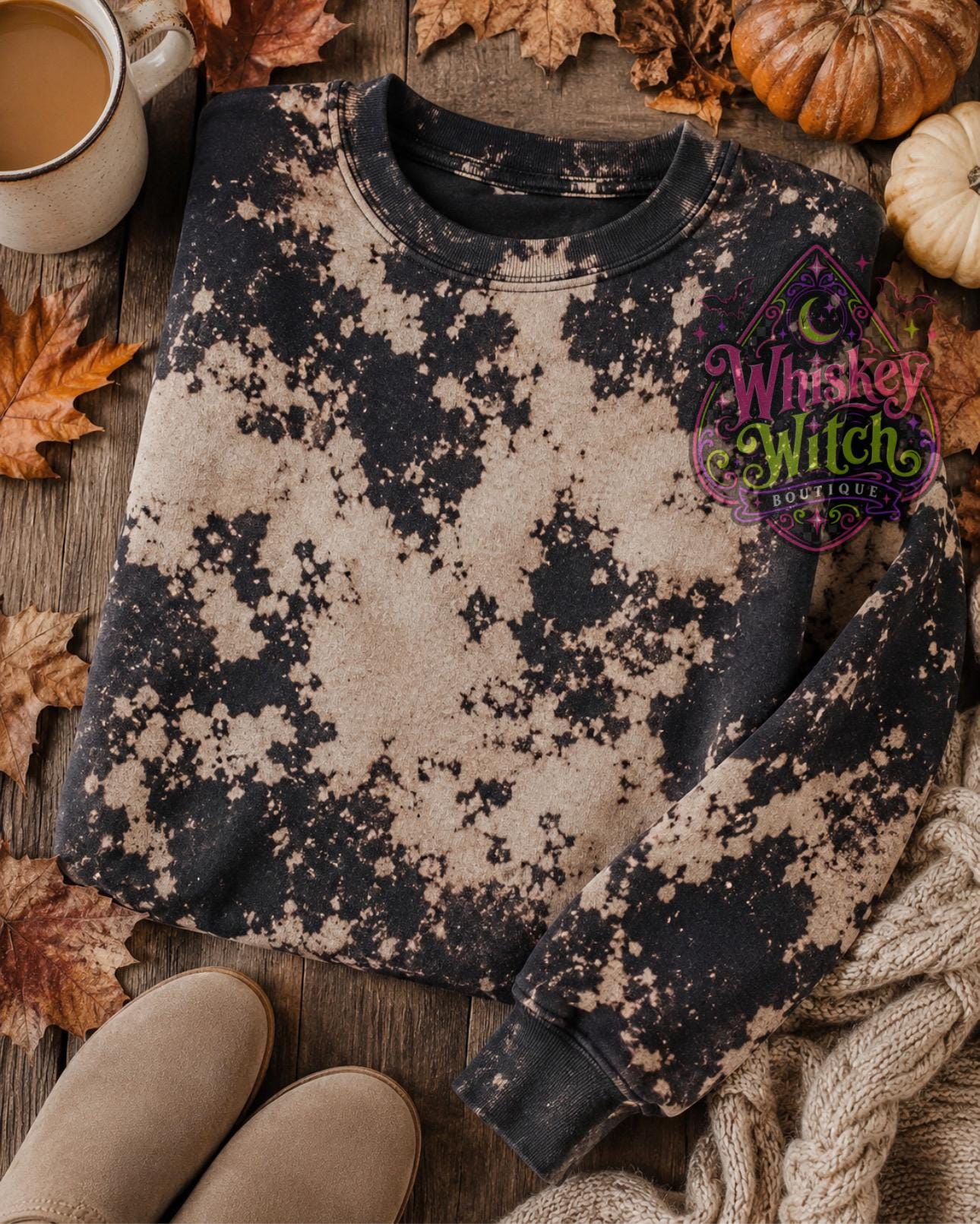 Hand Bleached Sweatshirt, Gildan Crewneck | Black Distressed Pullover, Acid Wash Style Sweatshirt, Grunge Fall Crewneck