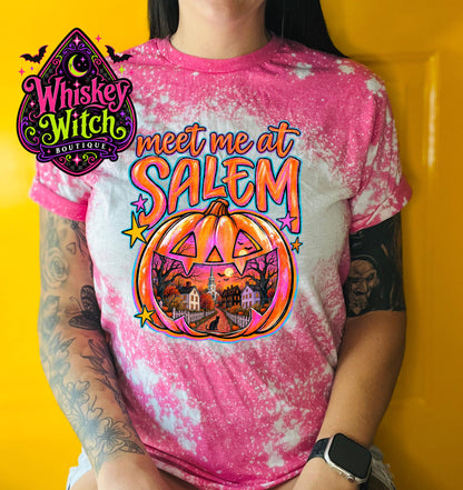Salem Halloween Shirt, Hand Bleached Gildan Tee | Witchy Pumpkin Graphic, Spooky Season Fall Shirt, Multiple Colors