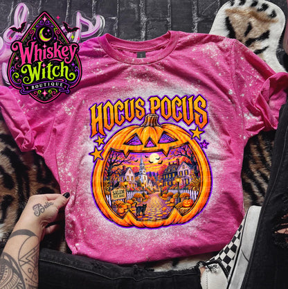 Salem Halloween Shirt, Hocus Pocus Bleached Tee | Witchy Pumpkin Graphic Shirt