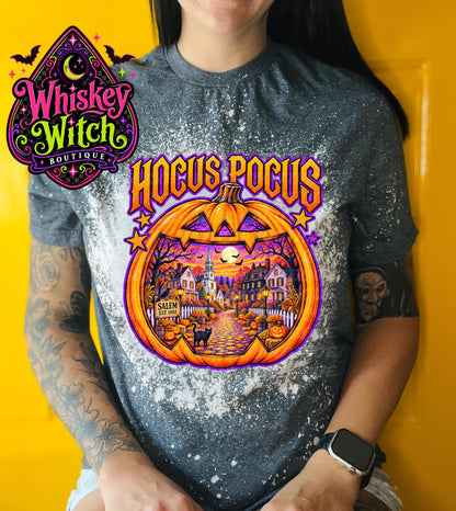 Salem Halloween Shirt, Hocus Pocus Bleached Tee | Witchy Pumpkin Graphic Shirt