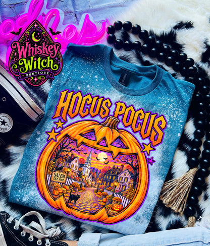 Salem Halloween Shirt, Hocus Pocus Bleached Tee | Witchy Pumpkin Graphic Shirt