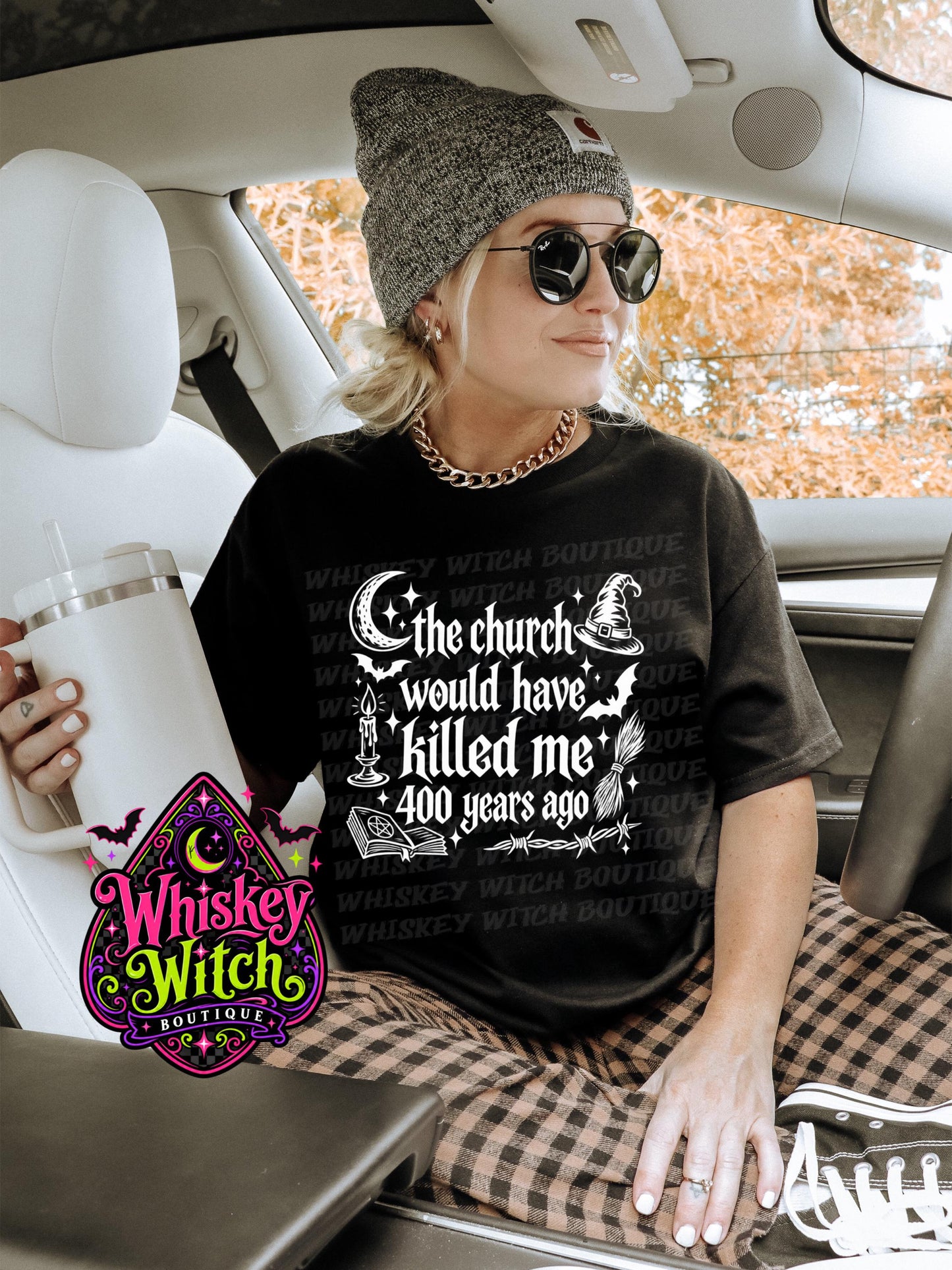 Witch Shirt, Gothic Halloween Tee | The Church Would Have Killed Me 400 Years Ago | Dark Humor Witchy Graphic Tee