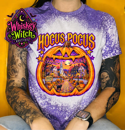 Salem Halloween Shirt, Hocus Pocus Bleached Tee | Witchy Pumpkin Graphic Shirt
