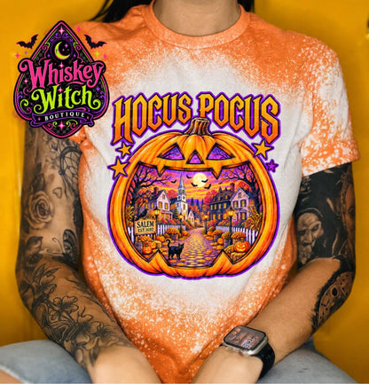 Salem Halloween Shirt, Hocus Pocus Bleached Tee | Witchy Pumpkin Graphic Shirt
