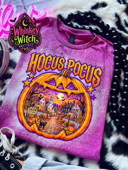 Salem Halloween Shirt, Hocus Pocus Bleached Tee | Witchy Pumpkin Graphic Shirt